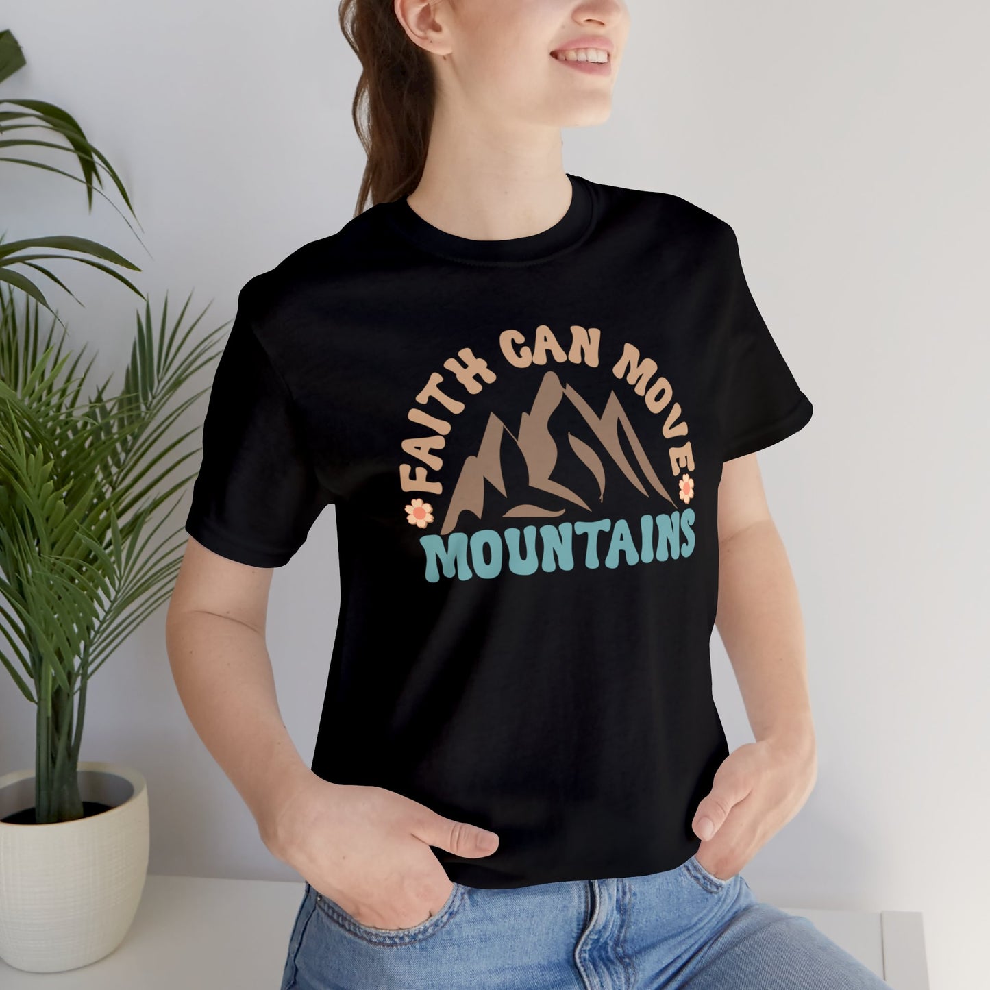 Faith Can Move Mountains Funky Retro Women's T-shirt