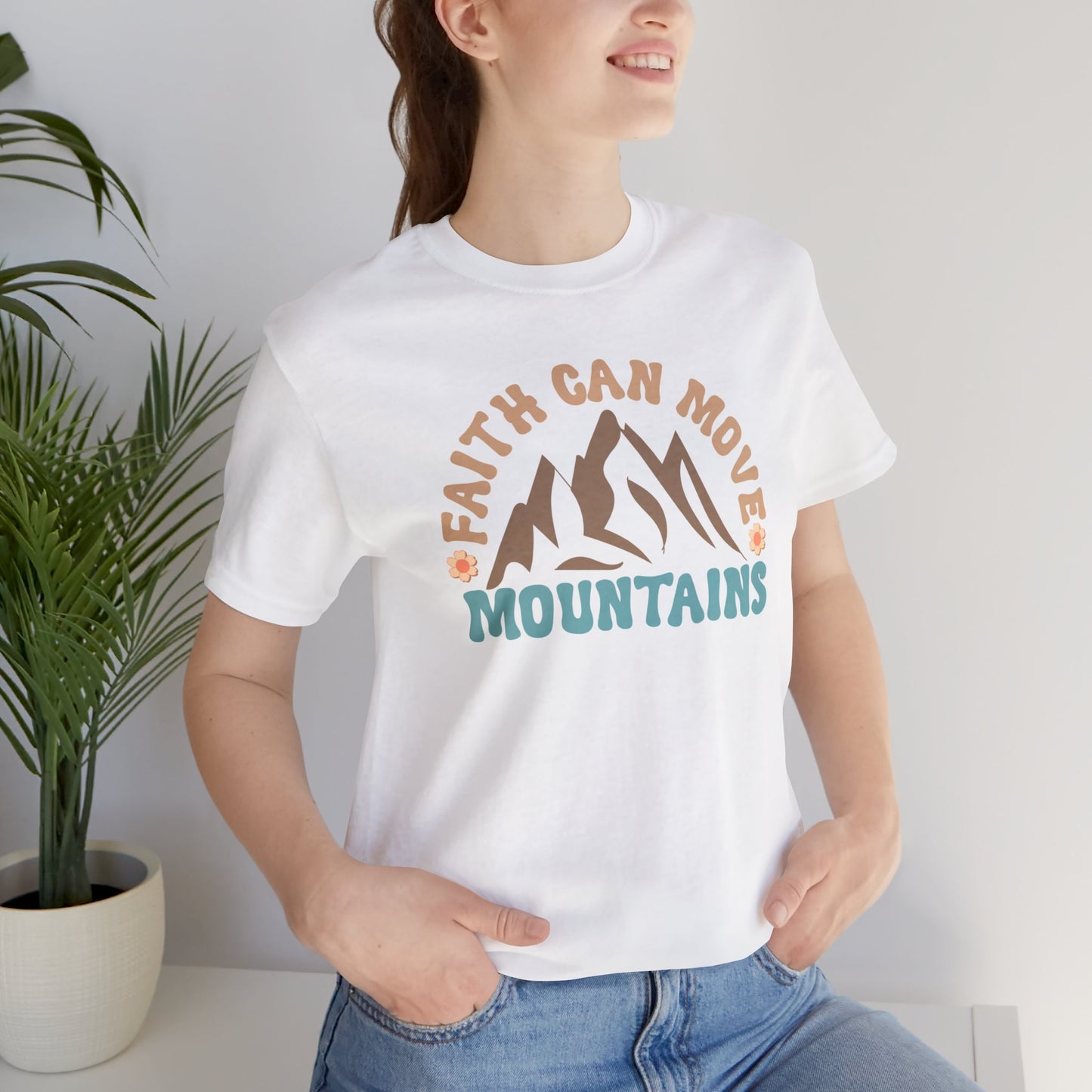 Faith Can Move Mountains Funky Retro Women's T-shirt