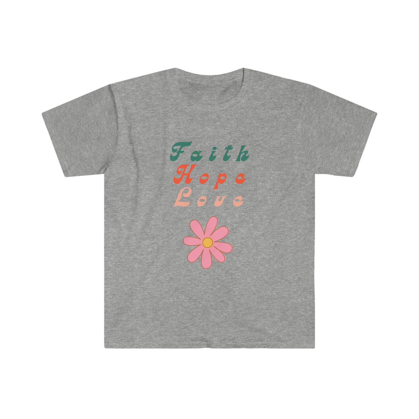 Faith Hope Love Daisy Flower Funky Retro Women's T-Shirt