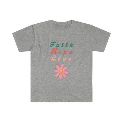 Faith Hope Love Daisy Flower Funky Retro Women's T-Shirt